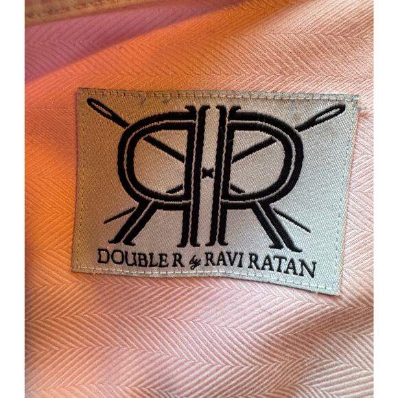 Double R Ravi Ratan Pink Herringbone 3/4 French Cuff Sleeve Medium M EUC - Picture 7 of 9